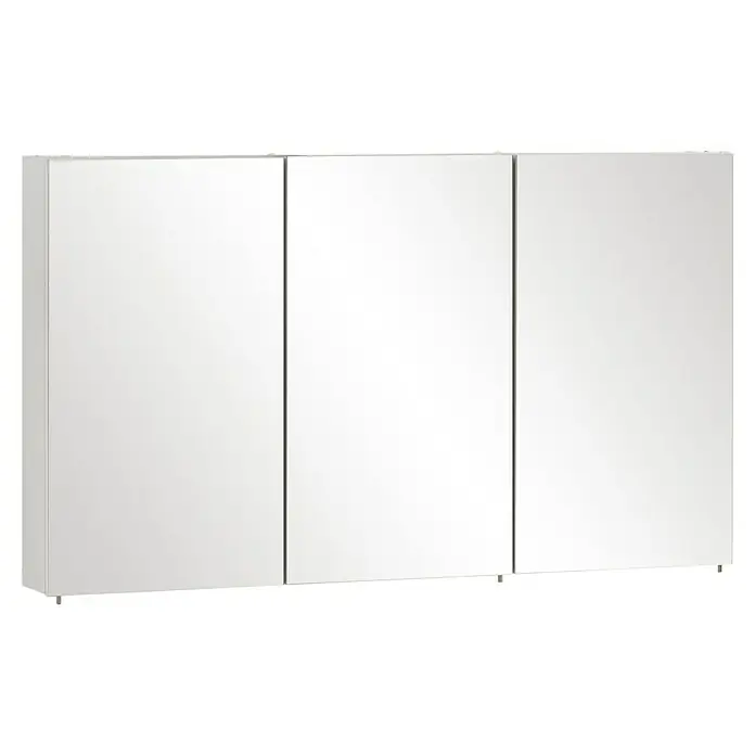 Schildmeyer Spiegelschrank Basic - B x H: 120 x 70,7 cm, Holz - Weißer dreitüriger Spiegelschrank mit Metallfüßen.