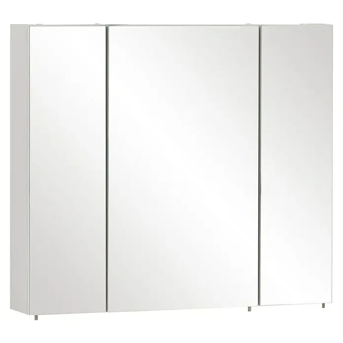 Schildmeyer Spiegelschrank Basic - B x H: 80 x 70,7 cm, Holz - Weißer dreitüriger Kleiderschrank mit minimalistischem Design und kleinen Standfüßen für vielseitigen Stauraum.