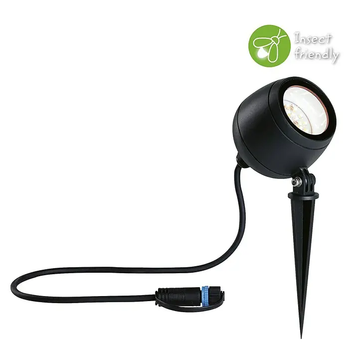 Paulmann Plug & Shine LED-Gartenspot Kikolo - 6,2 W, IP65, Warmweiß, Anthrazit - Schwarzer LED-Gartenstrahler mit Erdspieß, Kabel und Stecker. Insektenfreundlich.