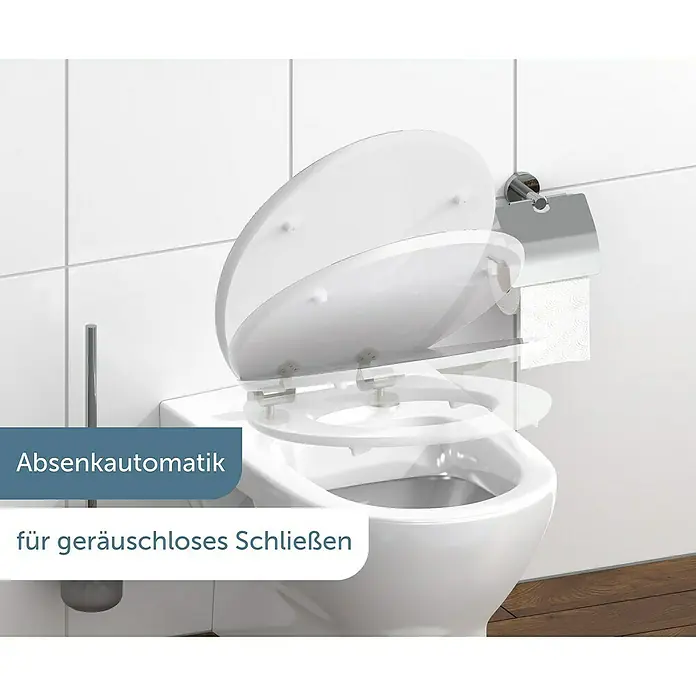Schütte WC-Sitz Grey Steel - MDF, Grau, Mit Absenkautomatik - Weißer Toilettensitz mit Absenkautomatik für geräuschloses Schließen, ideal für jedes moderne Badezimmer.