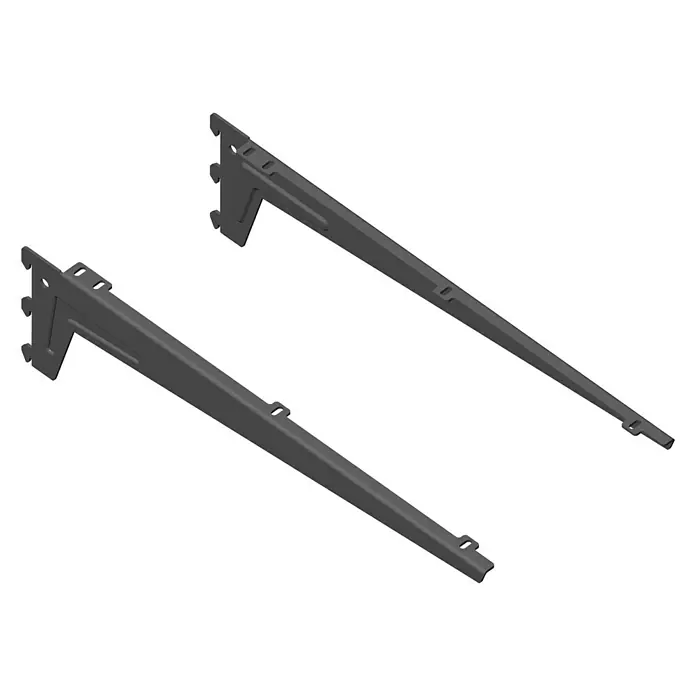 Element System WinkelträgerLänge: 48 cm, Schwarz, Belastbarkeit: 55 kg, 1 Stk. - Zwei graue Regalböden zur Wandmontage mit Löchern zur einfachen Befestigung und stabiler Unterstützung.