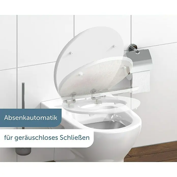 Schütte WC-Sitz Red Starfish - MDF, Beige/Rot, Mit Absenkautomatik - WC-Sitz mit Absenkautomatik für geräuschloses Schließen. Ideal für jedes Badezimmer, einfache Montage und hohe Qualität.