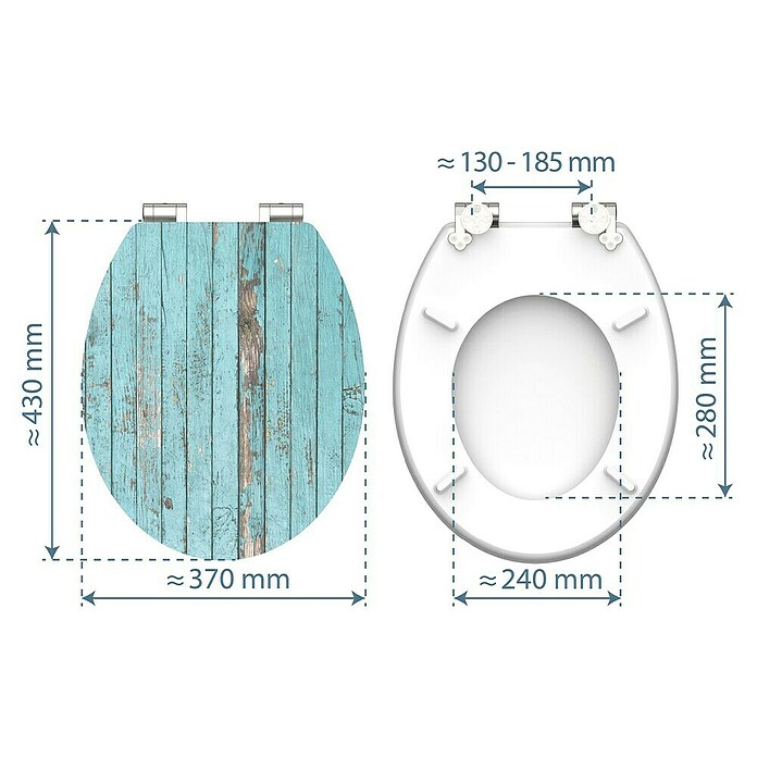 Schütte WC-Sitz Blue Wood (MDF, Türkis/Braun, Mit Absenkautomatik) | BAUHAUS