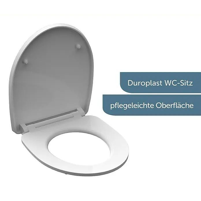 Schütte WC-Sitz White Wave - Duroplast, Weiß/Grau, Mit Absenkautomatik - WC-Sitz aus Duroplast mit pflegeleichter Oberfläche. Der Sitz ist weiß und hat eine ovale Form.