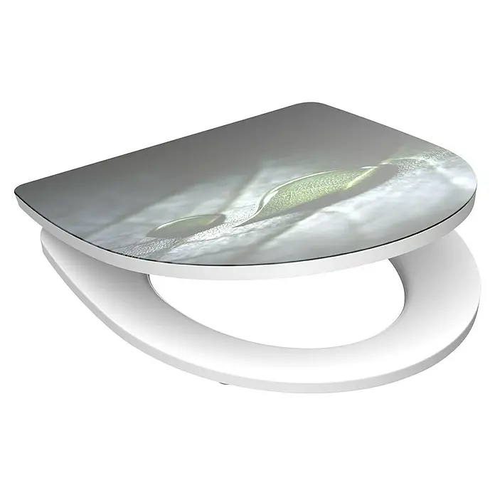 Schütte WC-Sitz Raindrop - Duroplast, Grün, Mit Absenkautomatik - Toilettensitz mit Blätter-Design. Eleganter Toilettensitz mit einem schönen Blätter-Design für ein stilvolles Badezimmerambiente.