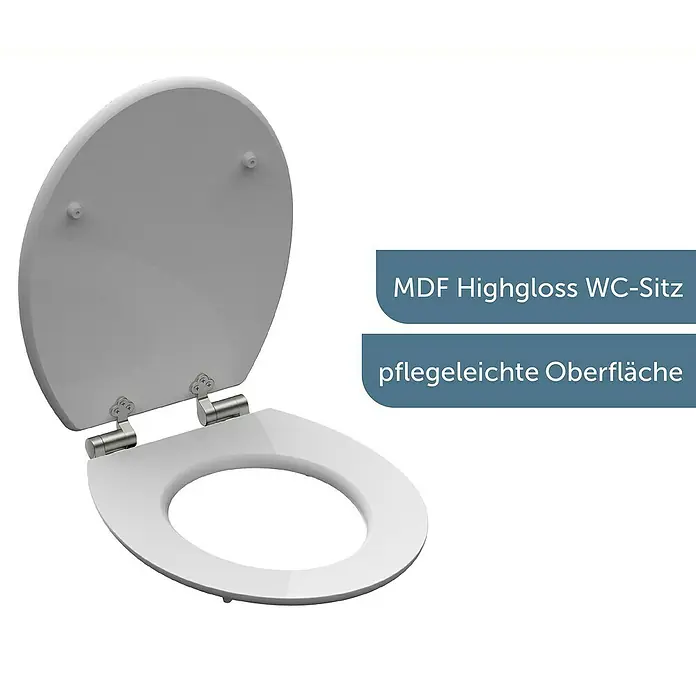 Schütte WC-Sitz Balance - MDF, Weiß/Beige, Mit Absenkautomatik - Hochglanz WC-Sitz aus MDF mit pflegeleichter Oberfläche für einfache Reinigung und ein modernes Erscheinungsbild.