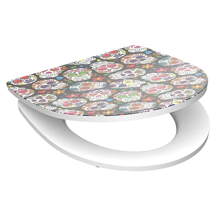 Schütte WC-Sitz Crazy Skull - Duroplast, Bunt, Mit Absenkautomatik - Bunte Handyhalterung mit Totenkopfmuster. Diese Handyhalterung bietet einen sicheren Griff und ein farbenfrohes Design für Ihr Gerät.