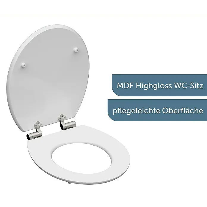 Schütte WC-Sitz Shell Heart - MDF, Blau/Braun, Mit Absenkautomatik - WC-Sitz aus hochglänzendem MDF mit pflegeleichter Oberfläche. Ideal für jedes Badezimmer.