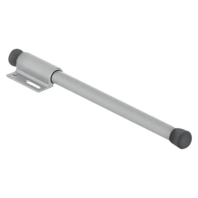 Suki Soporte para perchas de ropa - Largo: 155 mm - Un tope de puerta metálico con extremos de goma gris, diseñado para ser montado en una pared, protegiendo las puertas de daños.