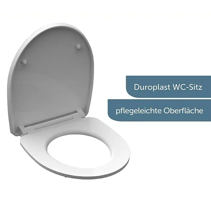 Schütte WC-Sitz Round Dips - Duroplast, Grau/Schwarz, Mit Absenkautomatik - Der weiße WC-Sitz aus Duroplast mit pflegeleichter Oberfläche ist eine praktische und hygienische Ergänzung für jedes Badezimmer.
