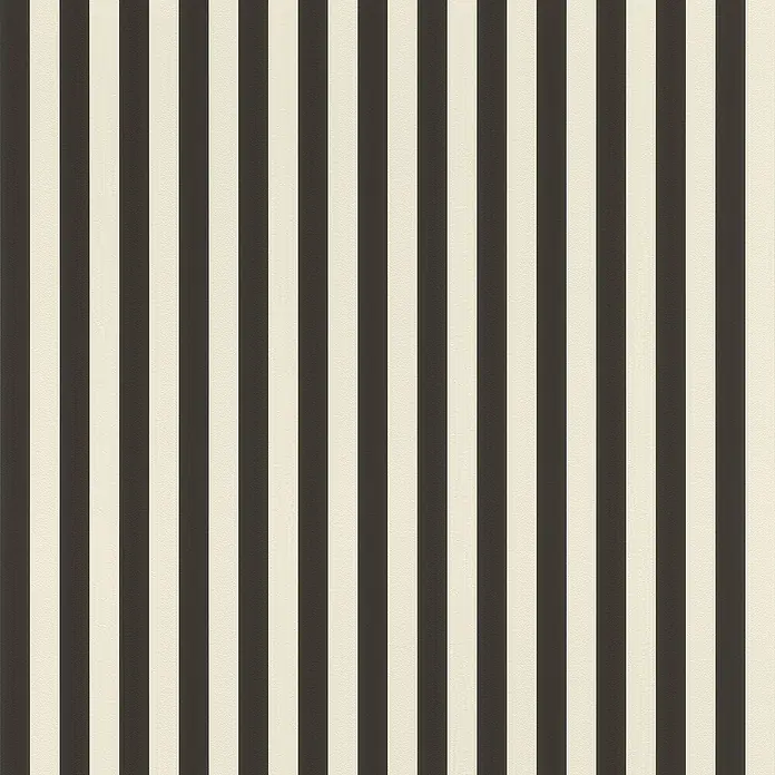 Tesa Rasch Strukturtapete Lenny - Selbstklebend, Schwarz/Beige, Streifen, 6 x 0,53 m - Das Bild zeigt ein gestreiftes Muster aus beigen und dunkelbraunen Streifen, die sich vertikal wiederholen und eine elegante Optik erzeugen.