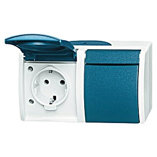 Busch-Jaeger Ocean Steckdose 20/2 EW-53 (2-fach, Horizontal, Blaugrün, Grau, IP44)