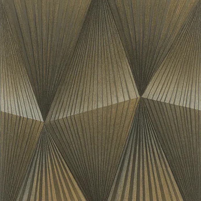 Tesa Rasch Strukturtapete Cairo - Selbstklebend, Schwarz/Gold, 3D-Optik, 6 x 0,53 m - Einzigartige Wandbekleidung mit einem fächerartigen 3D-Effekt in erdigen Tönen, die jedem Raum Tiefe und Charakter verleiht.