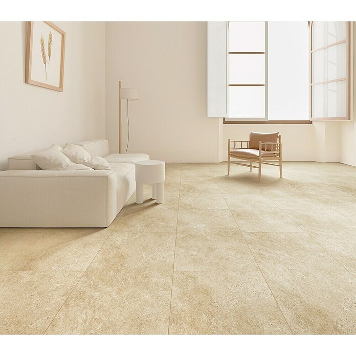 Vinylboden Fliese XL Travertine (Sand, Fliese, 1 220 x 610 x 7,5 mm) | BAUHAUS