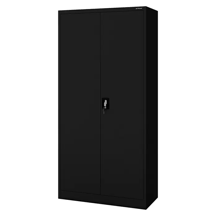 Jan Nowak Aktenschrank Jan - B x T x H: 90 x 40 x 185 cm, Schwarz - Schwarzer Metallschrank mit zwei Türen, Schloss und Schlüsseln für sichere Aufbewahrung.