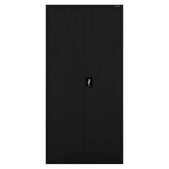 Jan Nowak Aktenschrank Jan - B x T x H: 90 x 40 x 185 cm, Schwarz - Schwarzer zweitüriger Metallschrank mit Schlüssel im Schloss.