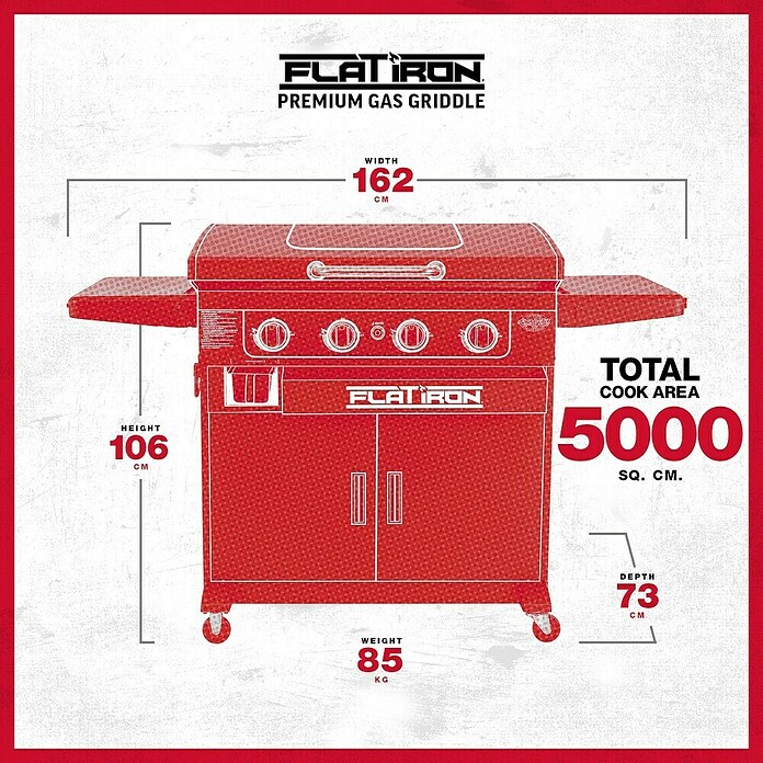 Char-Griller Plancha-Grill Flat Iron™ Premium Gas Griddle (Grillfläche (B x T): 56 x 46 cm, 14,65 kW, Anzahl Brenner: 4 Stk.) | BAUHAUS