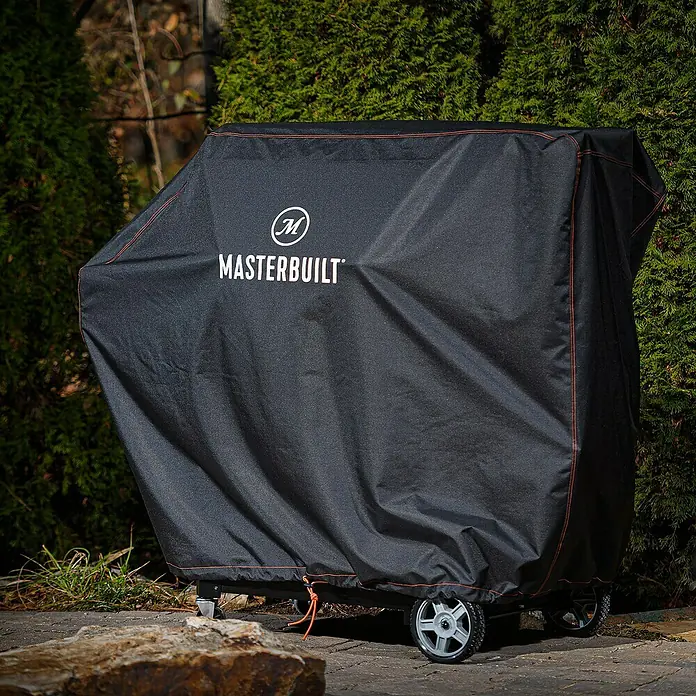 Char-Griller Grill-Schutzhülle - Passend für: Gravity Series 1050, 1150 und XT Digital Charcoal Grill + Smokern - Schwarze Masterbuilt Grillabdeckung mit orangefarbenen Nähten, schützt einen Grill im Freien.