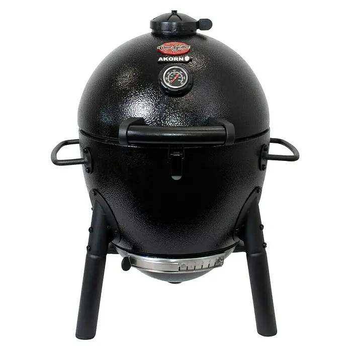 Char-Griller Holzkohlegrill Akorn Jr. Kamado - Durchmesser Grillfläche: 36 cm, Schwarz - Schwarzer Kamado-Grill mit texturierter Oberfläche, Thermometer und seitlichen Griffen.