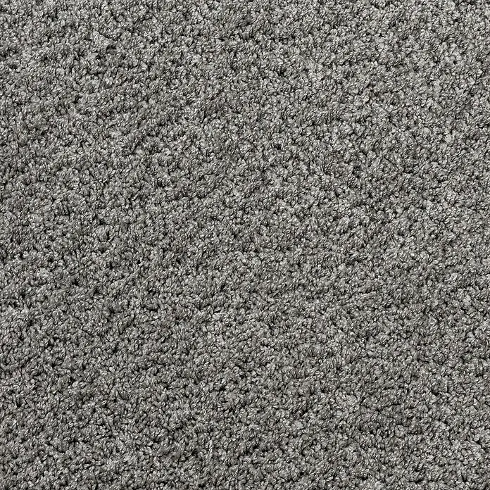 Teppichfliese Amazing - Hochflor, 100 % Polyester, Grau - Weiche graue Plüschteppichstruktur.