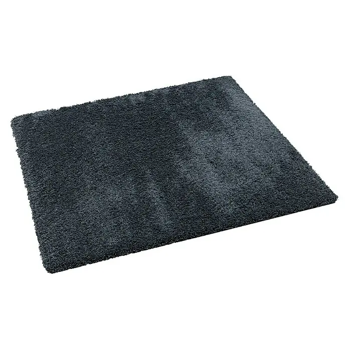 Teppichfliese Amazing - Hochflor, 100 % Polyester, Dunkelgrau - Dunkelgrauer, flauschiger Teppich.