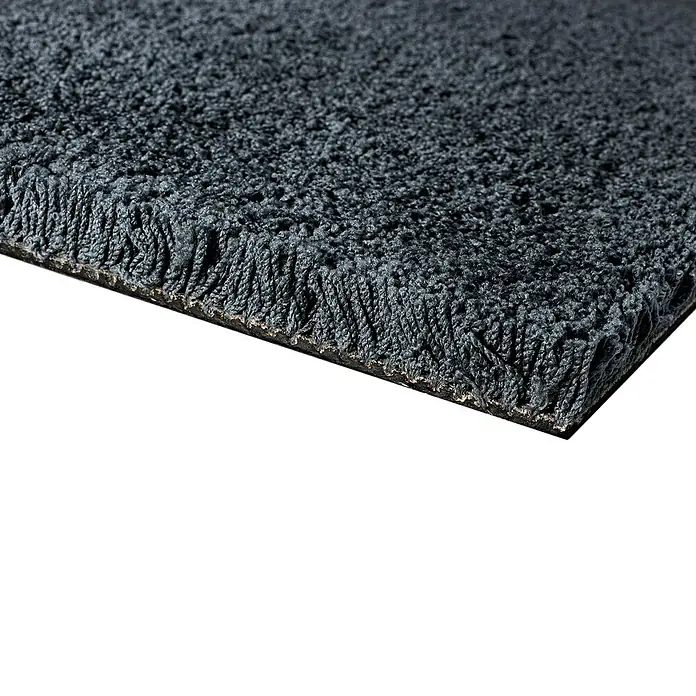 Teppichfliese Amazing - Hochflor, 100 % Polyester, Dunkelgrau - Dunkelgraue, stark texturierte Matte mit dicker, geflechtartiger Kante.