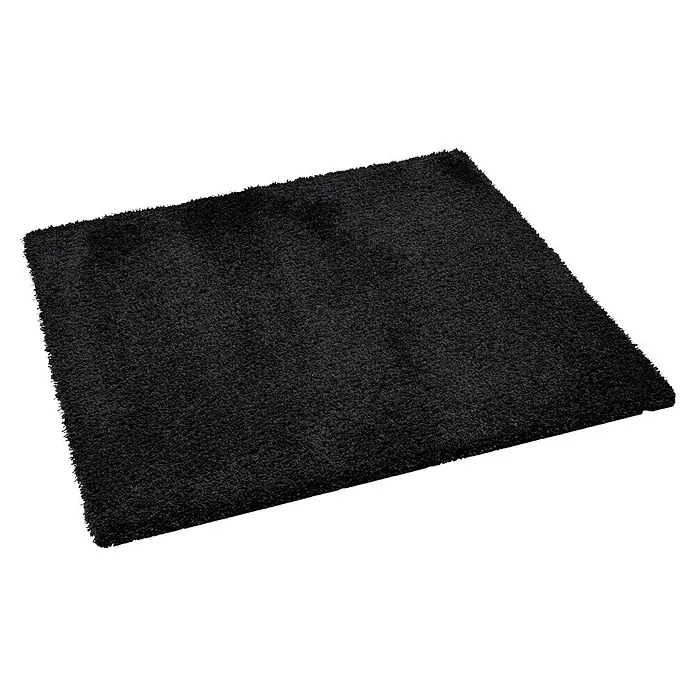 Teppichfliese Amazing - Hochflor, 100 % Polyester, Anthrazit - Schwarzer rechteckiger Hochflorteppich mit weicher, tiefer Florstruktur.