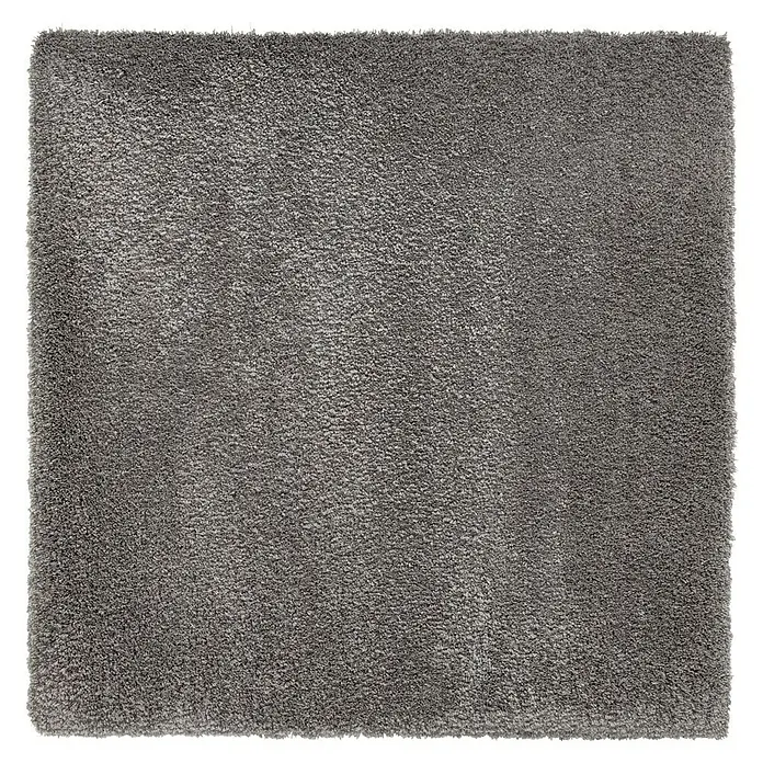 Teppichfliese Amazing - Hochflor, 100 % Polyester, Grau - Weicher, zotteliger grauer quadratischer Teppich.