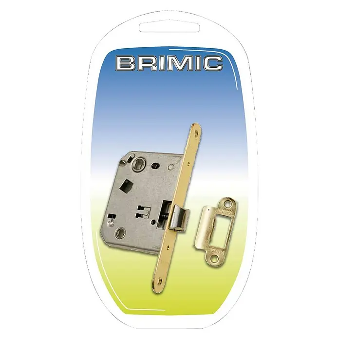 Micel Brimic Resbalón 908427 - Izquierda/Derecha - Cerradura de embutir Brimic con accesorios de latón en embalaje blíster, ideal para puertas interiores. Calidad fiable para el uso diario.