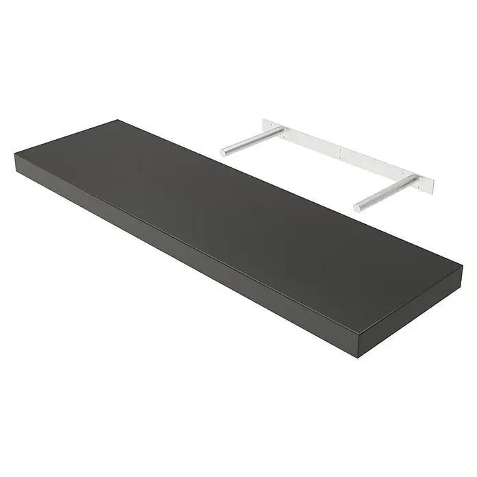 Regalux Wandboard XL4 - L x B x H: 23,5 x 80 x 3,8 cm, Schwarz, Belastbarkeit: 12 kg - Ein schwebendes Regal in elegantem Schwarz, ideal für moderne Wohnräume, mit unsichtbarer Aufhängung für einen minimalistischen Look.