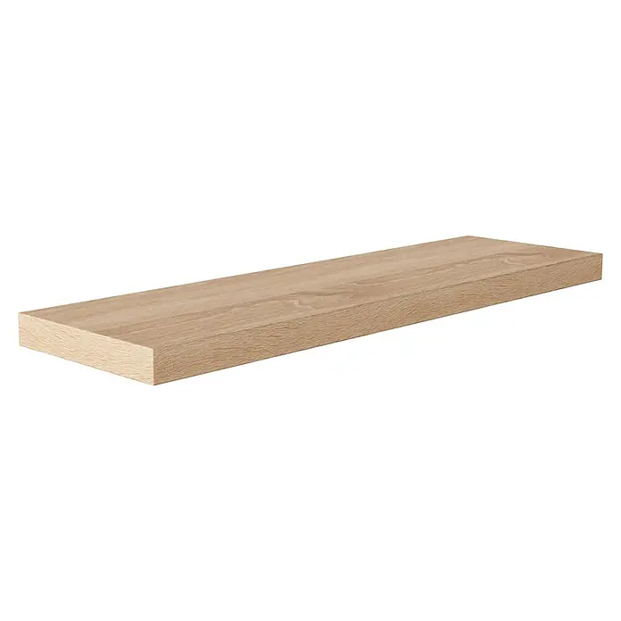 Regalux Wandboard XL4 - L x B x H: 23,5 x 80 x 3,8 cm, Eiche, Belastbarkeit: 12 kg - Detailaufnahme einer Holzplatte mit feiner Maserung, ideal als Tischplatte oder Regalbrett. Die natürliche Holzstruktur sorgt für Wärme und Eleganz.