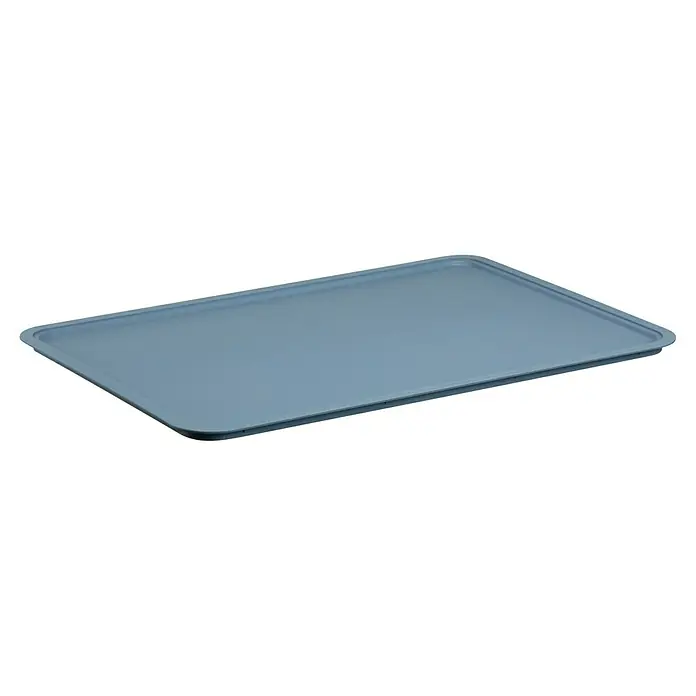 Deckel Akita - L x B x H: 36,8 x 52,8 x 1,4 cm, Blau, Kunststoff - Staubblaues, rechteckiges Kunststofftablett.
