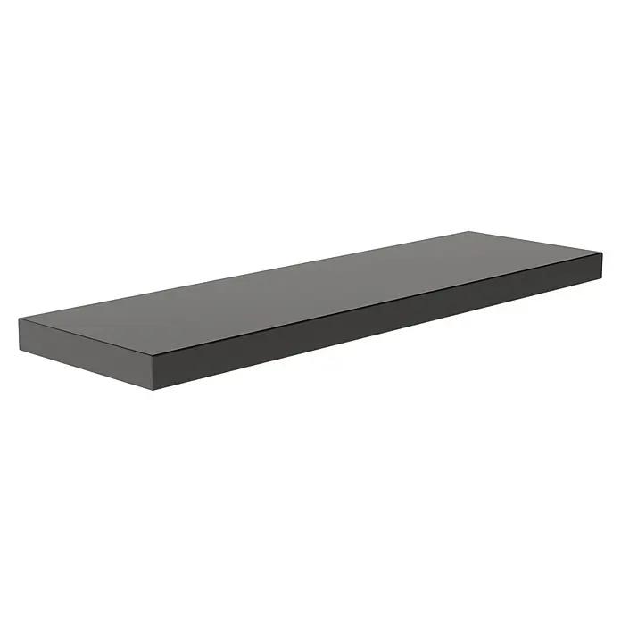 Regalux Wandboard XL4 - L x B x H: 23,5 x 80 x 3,8 cm, Schwarz, Belastbarkeit: 12 kg - Ein rechteckiger, dunkelgrauer Block mit einer glatten, ebenen Oberfläche, ideal für architektonische Visualisierungen und Produktdemonstrationen.
