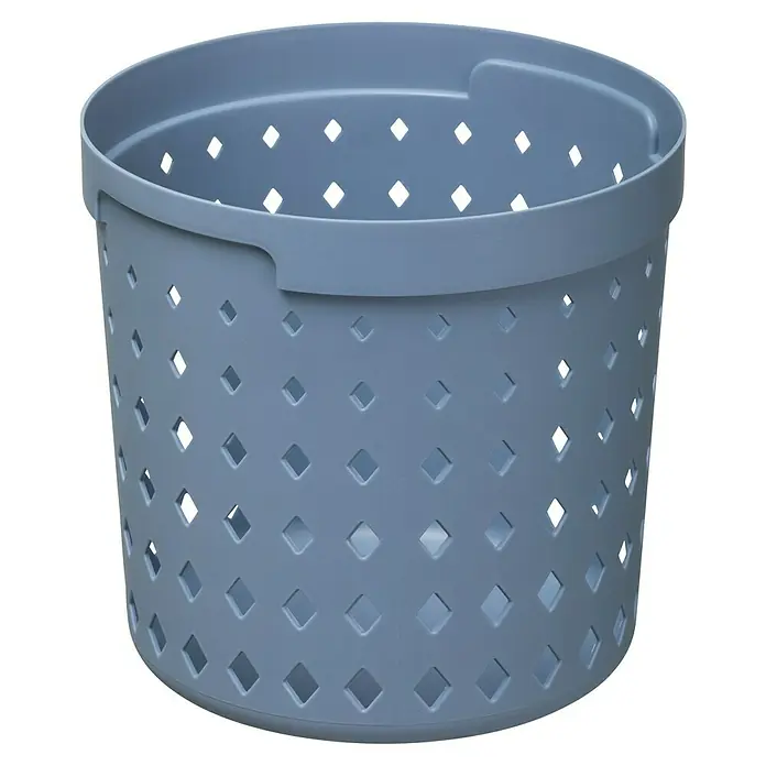 Allzweck-Korb Seoul - Ø x H: 16,7 x 15,8 cm, Blau - Blaugrauer Plastik-Wäschekorb mit rautenförmigen Perforationen.