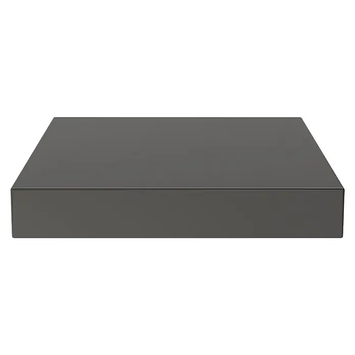 Regalux Wandboard XL4 - L x B x H: 23,5 x 24 x 3,8 cm, Schwarz, Belastbarkeit: 5 kg - Nahaufnahme einer grauen Netzwerk-Box. Sie bietet Konnektivität und ist für eine stabile Datenübertragung konzipiert.