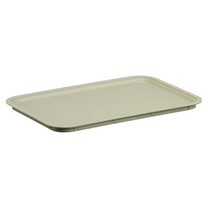 Deckel Akita - L x B x H: 17,3 x 25,6 x 1 cm, Beige, Kunststoff - Hellbeiges, rechteckiges Kunststofftablett mit erhöhtem Rand.