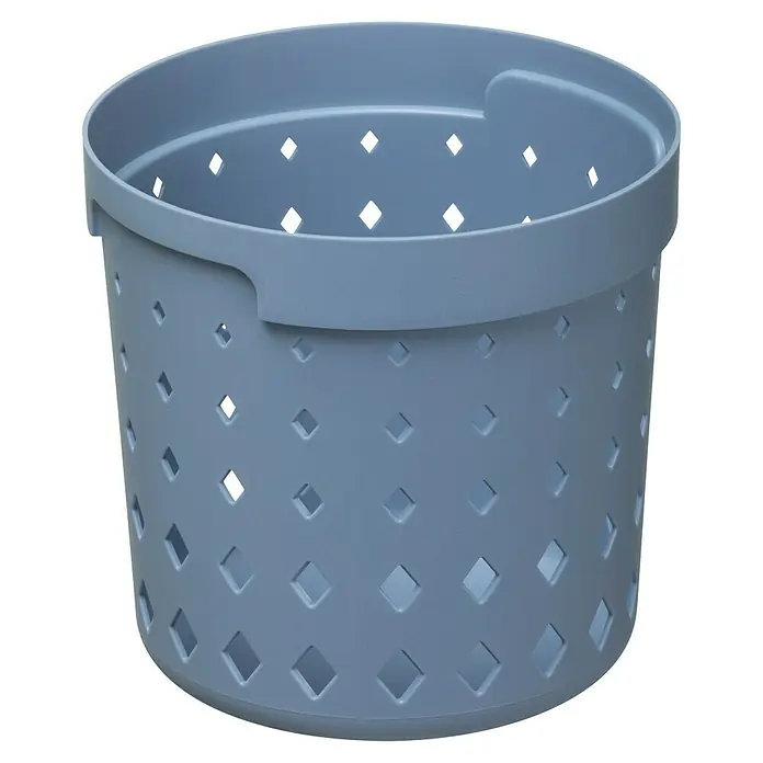 Allzweck-Korb Seoul - Ø x H: 13,3 x 12,6 cm, Blau - Grauer, perforierter Aufbewahrungskorb aus Kunststoff mit rautenförmigen Löchern.