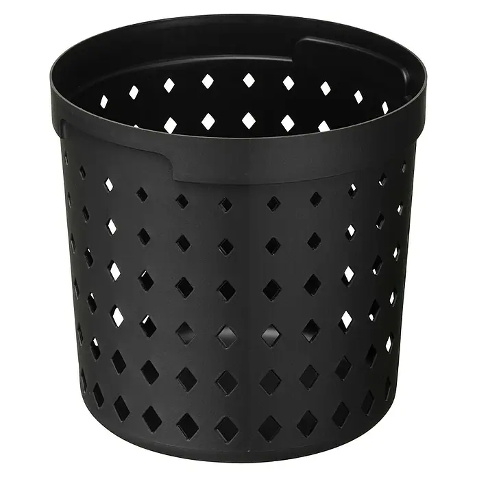 Allzweck-Korb Seoul - Ø x H: 16,7 x 15,8 cm, Schwarz - Schwarzer, perforierter Kunststoff-Pflanztopf mit rautenförmigen Löchern.
