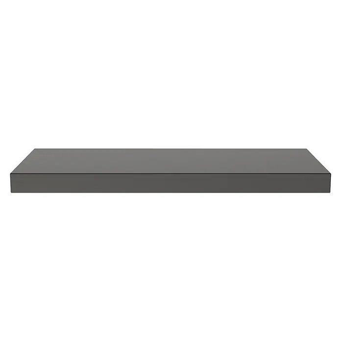 Regalux Wandboard XL4 - L x B x H: 23,5 x 60 x 3,8 cm, Schwarz, Belastbarkeit: 12 kg - Eine Nahaufnahme eines modernen, flachen, grauen Möbelstücks, das schlichte Eleganz für jeden Raum verspricht.\n