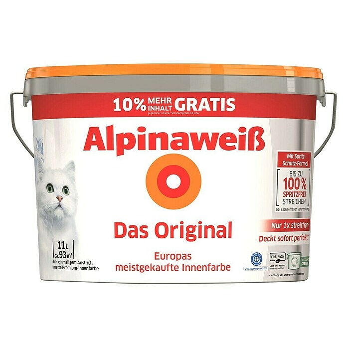 Alpina Alpinaweiß Wandfarbe Das Original (Weiß, 10 l, Matt)