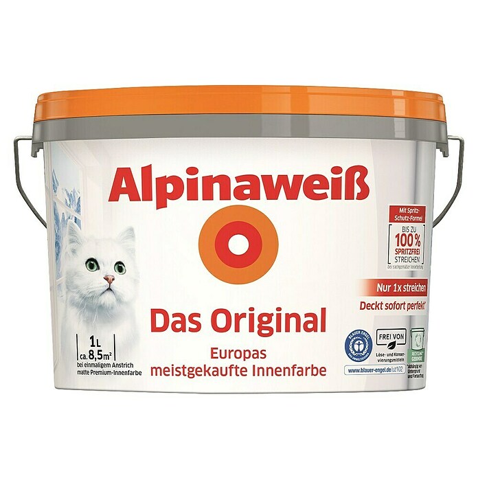 Alpina Alpinaweiß Wandfarbe Das Original (Weiß, 1 l, Matt)
