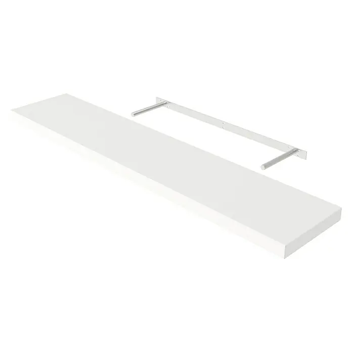 Regalux Wandboard XL4 - L x B x H: 23,5 x 118 x 3,8 cm, Weiß, Belastbarkeit: 12 kg - Weiße Wandregal mit Halterungen, ideal zur Aufbewahrung und Dekoration von Wohnräumen. Praktisches und stilvolles Design.