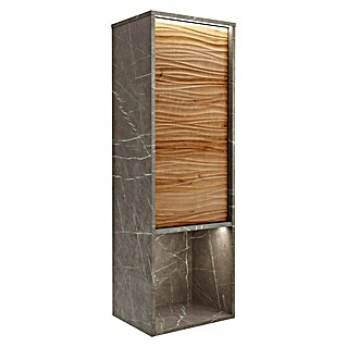 Lanzet Dune Midischrank (B x T x H: 40,3 x 32,5 x 121,6 cm, Grau-Marmor/Berg Eiche, DIN Anschlag: Links)