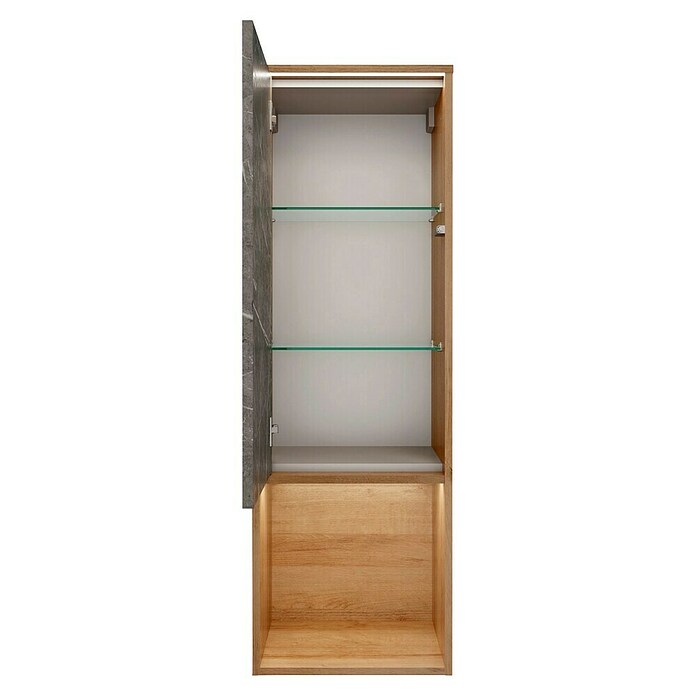 Lanzet Dune Midischrank (B x T x H: 40,3 x 32,5 x 121,6 cm, Berg Eiche/Grau-Marmor, DIN Anschlag: Links) | BAUHAUS