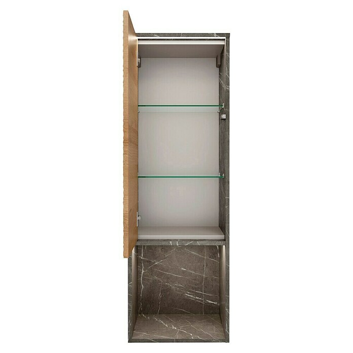 Lanzet Dune Midischrank (B x T x H: 40,3 x 32,5 x 121,6 cm, Grau-Marmor/Berg Eiche, DIN Anschlag: Links) | BAUHAUS