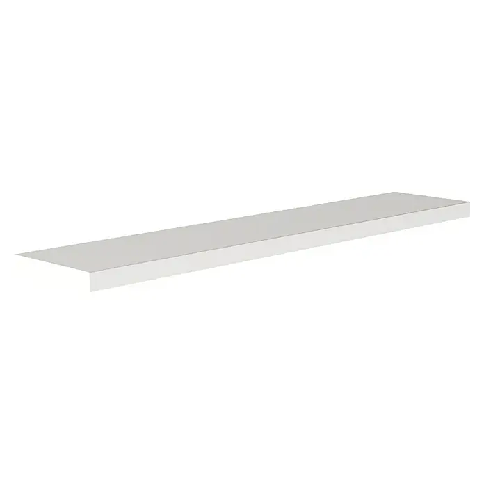 Regalux Wandboard XL4L x B x H: 23,5 x 118 x 3,8 cm, Weiß, Belastbarkeit: 12 kg - Ein schlichter, länglicher, weißer Regalbrett, der auf einem dunklen Hintergrund schwebt, ideal für minimalistische Innenräume.