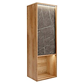 Lanzet Dune Midischrank (B x T x H: 40,3 x 32,5 x 121,6 cm, Berg Eiche/Grau-Marmor, DIN Anschlag: Links)