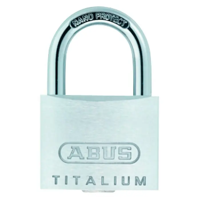 Abus Titalium Candado 64TI/40 - An x Al: 40 x 62 mm, Material estribo: Acero especial endurecido - Candado ABUS TITALIUM plateado con arco y revestimiento Nano Protect para mayor seguridad.