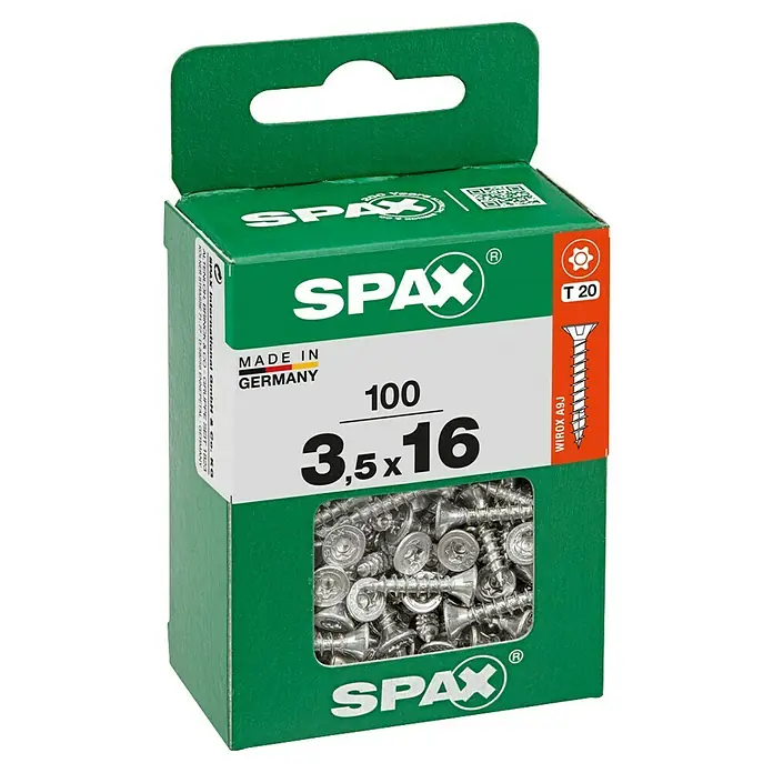 Spax Universalschraube T-Star plusØ x L: 3,5 x 16 mm, WIROX Oberfläche, T-Star plus, 100 Stk. - Packung Spax-Schrauben 3,5x16 mm, 100 Stück, ideal für diverse Anwendungen. Hergestellt in Deutschland, hohe Qualität und Zuverlässigkeit.