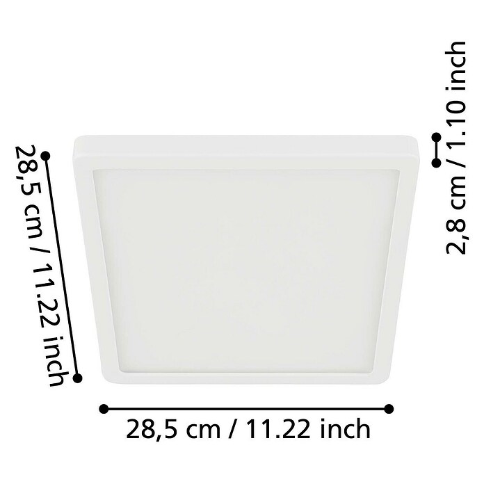 Eglo Fueva 5 LED stropna svjetiljka  (D x Š x V: 28,5 x 28,5 x 3 cm, Bijela) | BAUHAUS